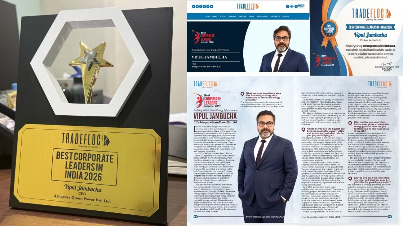 TradeFlock Best Corporate Leaders in India 2026 award and magazine feature